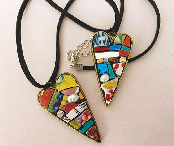 heart mosaic necklaces